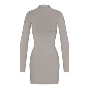 NWT Skims Soft Smoothing Seamless Turtleneck Mini Dress - Smoke